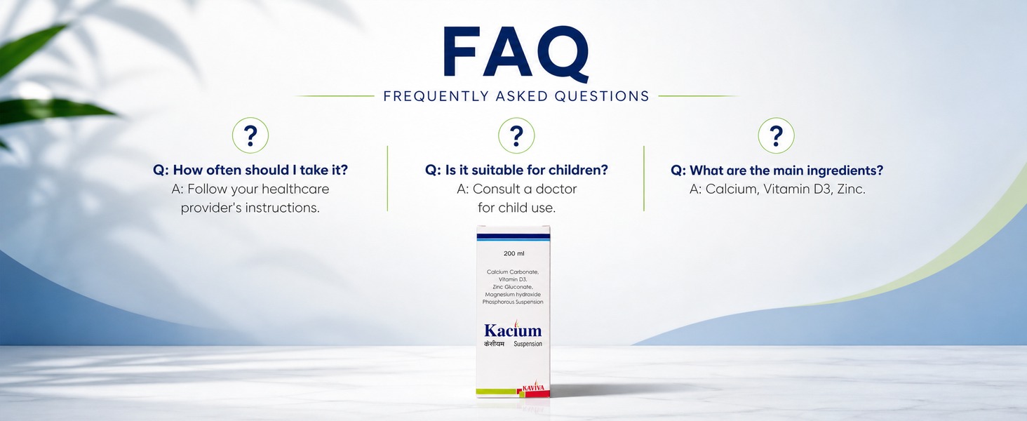 Kacium Calcium Carbonate with Vitamin D3 & Zinc Suspension 200ml