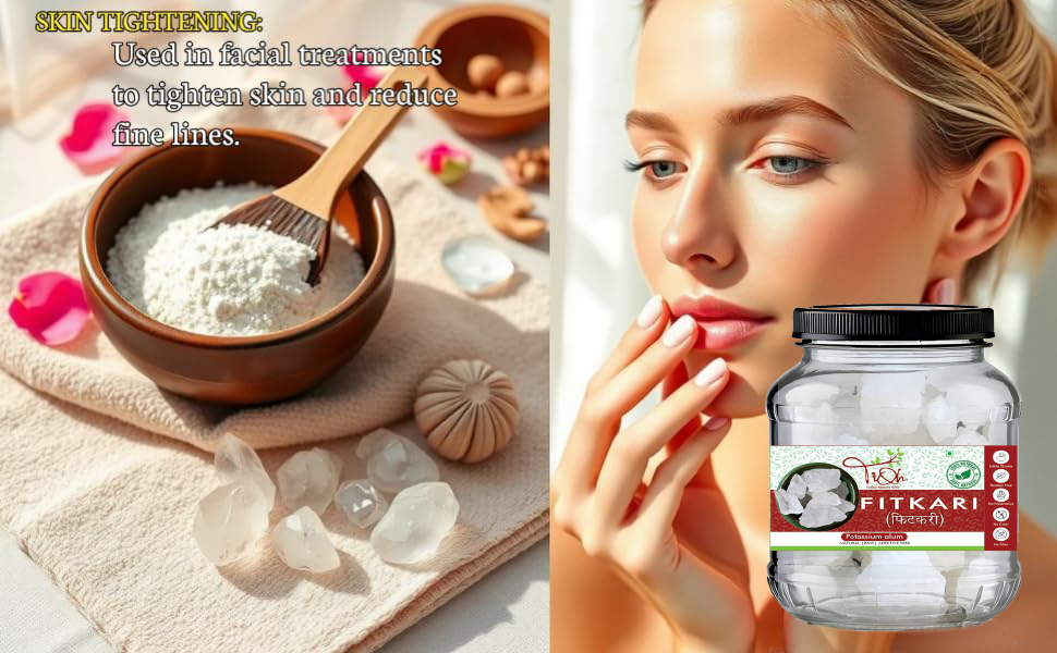 Fitkari Natural Potassium Alum Crystal, Raw, Multi-Purpose for Beauty and Hygiene,Alum Stone for Face | Fitkari Stone for Skin Tightening, Water Purification, Shaving & Teeth Care | Premium White Crystals Fitkiri Alum | Gentle & Effective Pack of (200 g)