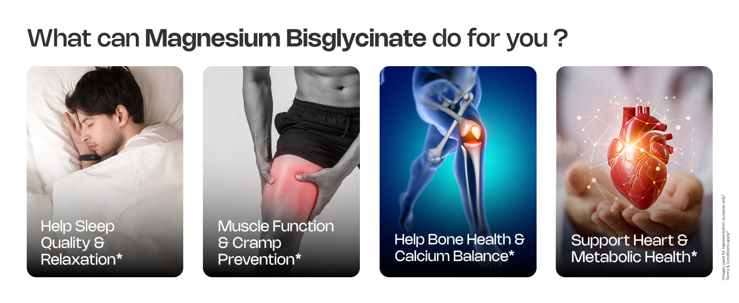 Magnesium Bisglycinate 60 Tablets | Chelated High Absorption Magnesium Supplement | Supports Sleep, Muscle Recovery, Stress Relief, Nerve Function & Bone Health | High Strength Formulated | Vegetarian