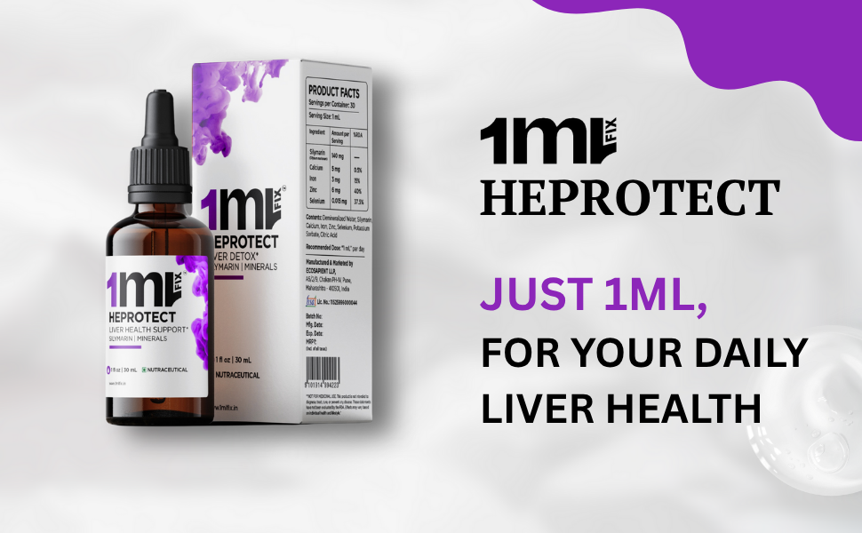 HEPROTECT: - 30ML | LIVER HEALTH Support* | Contains Silymarin from Milk Thistle, Zinc, Selenium, Iron & Calcium |1ML/Serving | 30 Servings