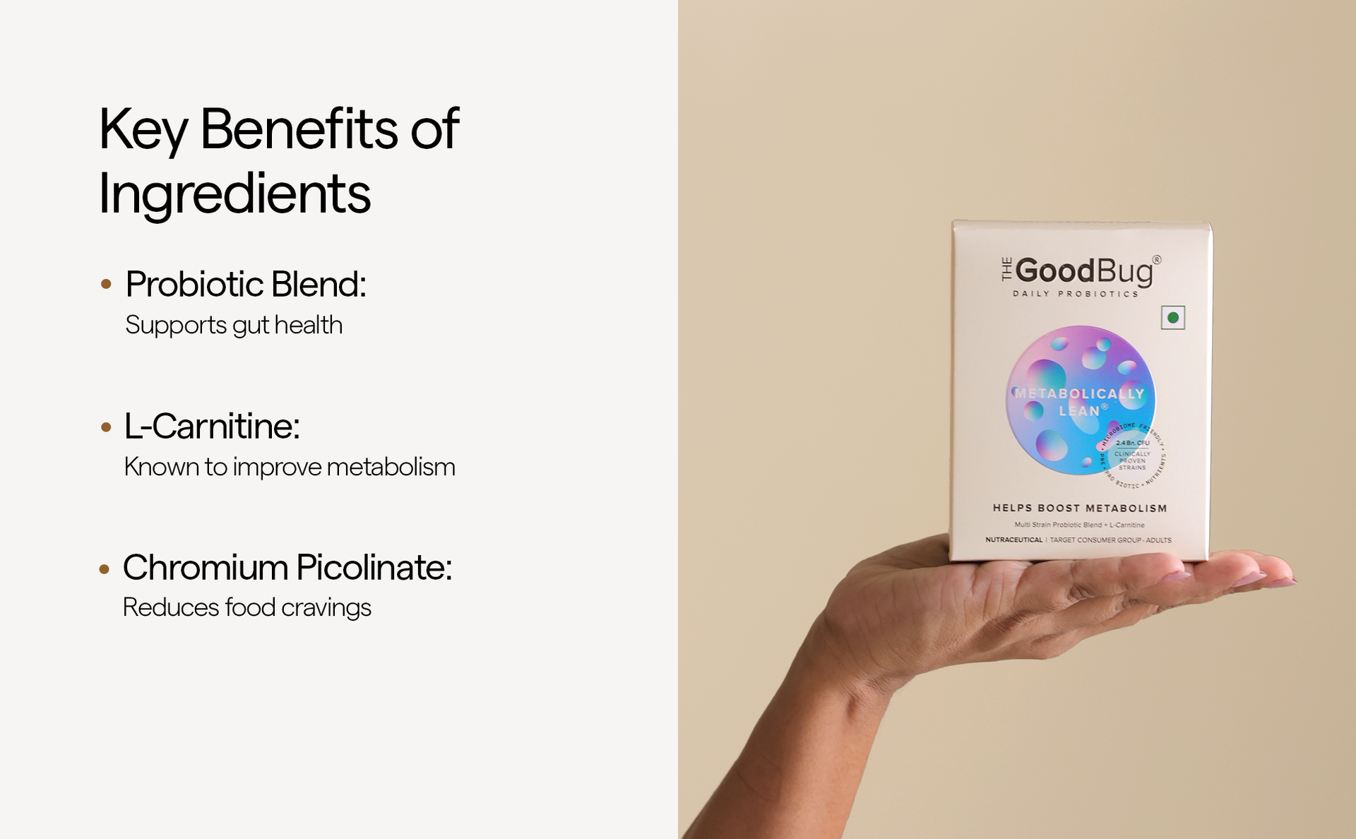 The Good Bug Metabolically Lean: SuperGut Powder | Weight Loss For Women & Men | Boost GLP-1 | Probiotics + L-Carnitine | Boost Metabolism & Reduces Cravings Naturally | 30Days Pack