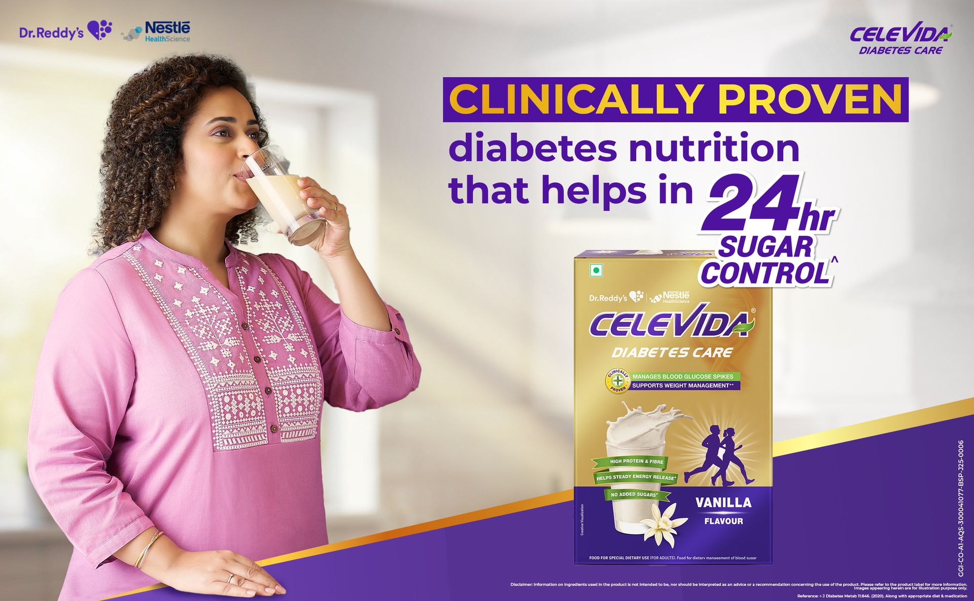 Celevida Protein Powder Drink for Diabetes Management by Dr. Reddy’s | Vanilla Flavour | No Added sugar | Plant based | For Sugar control, Weight Management & Immunity Support | 400gm BIB (Pack of 3)