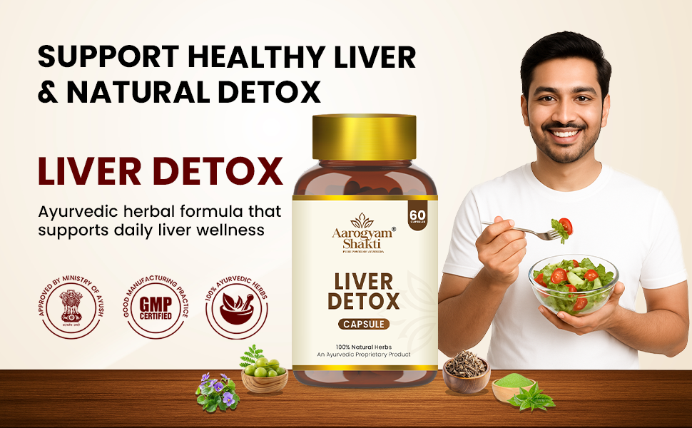 Vedobi Liver Detox Capsules | Ayurvedic Herbal Formula for Liver Care, Digestion & Natural Detox | 100% Veg & Chemical-Free | 60 Capsules