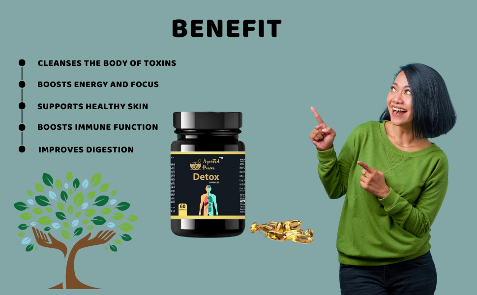 Detox Capsule | Natural Body Detox & Digestive Enzymes - Fatty Liver Care |Ayurvedic Liver Detox Supplement for Liver Cleanse | Supports Lung Health - 60 Veg Capsules