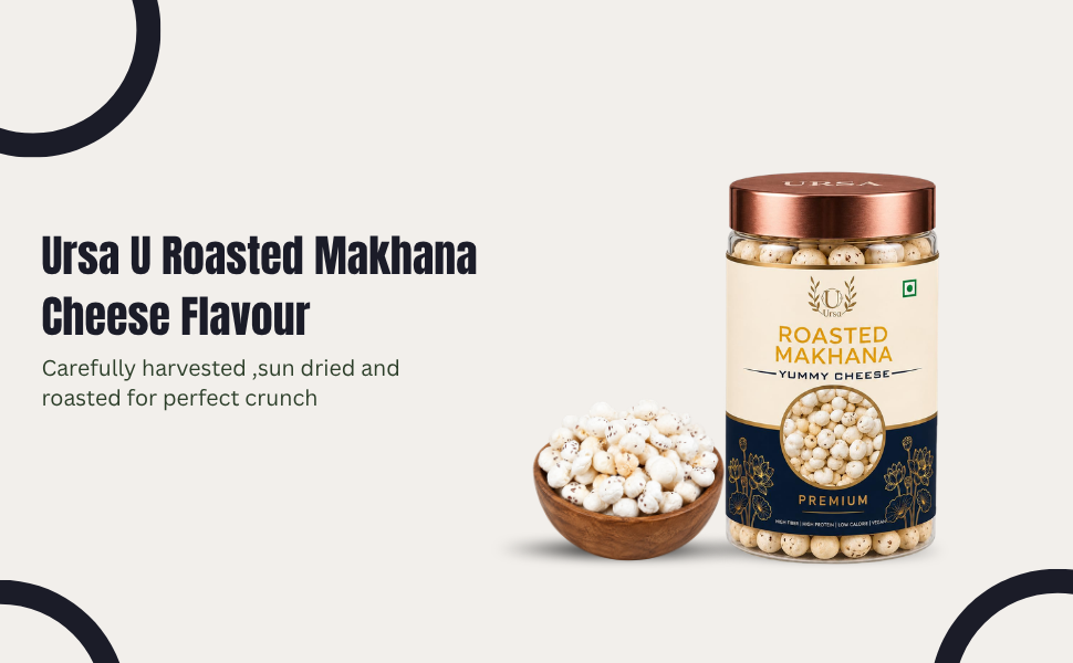 Ursa U Roasted Makhana, Cheese Flavour, Gluten Free, Rich in Calcium, Source of Protein and Fiber, Zero Cholesterol (80 g)