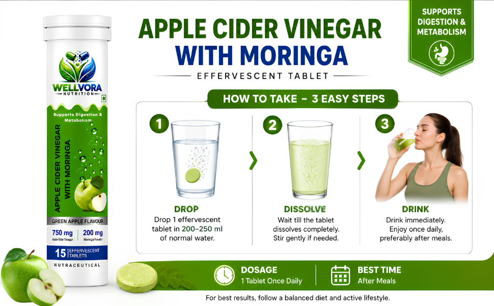 Apple Cider Vinegar with Moringa, 15 Tablets
