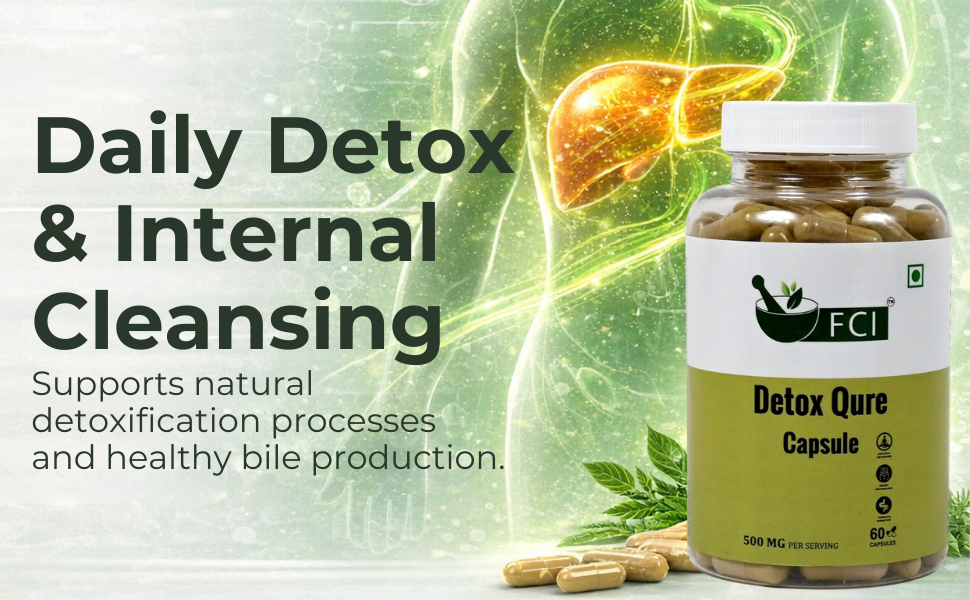 Liver Detox Qure Plus – 60 Capsules (500mg) | Ayurvedic Detox Supplement with Punarnava, Amla & Tulsi | Liver Cleanse, Fatty Liver Support, Digestion, Immunity & Energy Booster