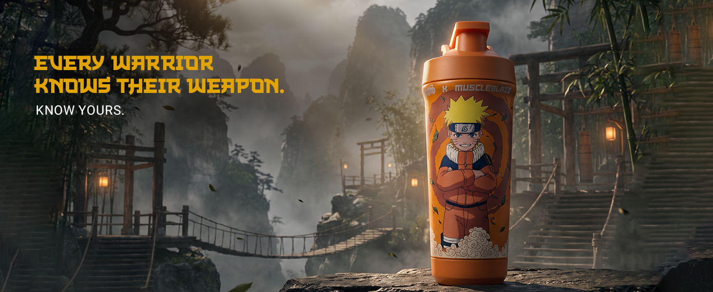 MuscleBlaze x Naruto Legacy Stainless Steel Shaker, Shinobi Orange
