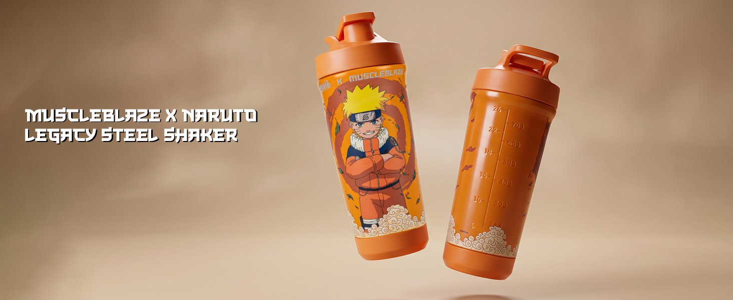 MuscleBlaze x Naruto Legacy Stainless Steel Shaker, Shinobi Orange