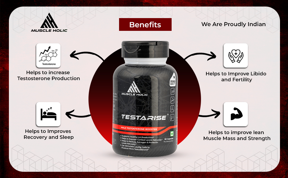 Testarise Men’s Vitality Supplement | Natural Blend with KSM-66 Ashwagandha, Shilajit & Zinc | Boosts Energy, Stamina & Strength | Supports Muscle Performance | 90 Capsules, 100 g