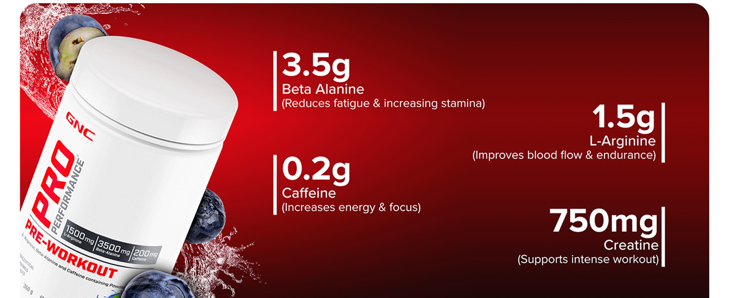 GNC Pro Performance Pre-Workout | 360 gm | 30 Servings | Boosts Pump & Energy | Speeds Up Recovery | 1500 mg L-Arginine | 3500 mg Beta-Alanine | 200 mg Caffeine | Lemon