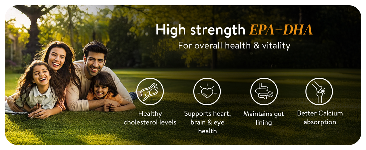 Happy Cultures 5X Omega 3 Fish Oil Capsules | 5X Strength 2600 Mg | 936 mg EPA & 624 mg DHA | No Fishy Burp | For Brain, Heart, & Joint Health | Lab Tested | Lemon Flavour- 60 Softgel for Men & women