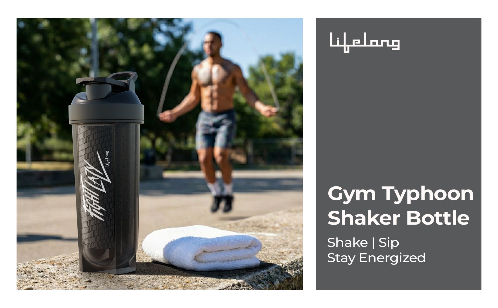 Lifelong Gym Typhoon Shaker Bottle 700ml | BPA Free Protein Shaker Bottle for Gym | Sipper Water Bottle for Adults |100% Leakproof Bottle for Protein, BCAAs, Pre Workout for Men & Women (Black)