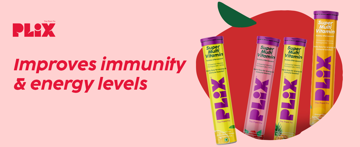 PLIX - THE PLANT FIX Multivitamin 15 Effervescent Tablets (Pack of 4, Juicy Watermelon) for Daily Nutrition | Strengthens Immune System, Energy, Enhanced Performance & Stamina, 100% RDA