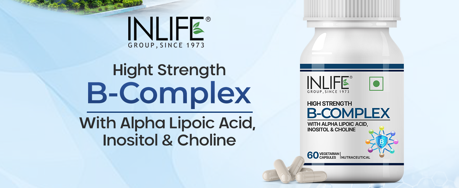INLIFE B Complex Supplement, All 8 B Vitamins 100% RDA, 60 Veg Caps