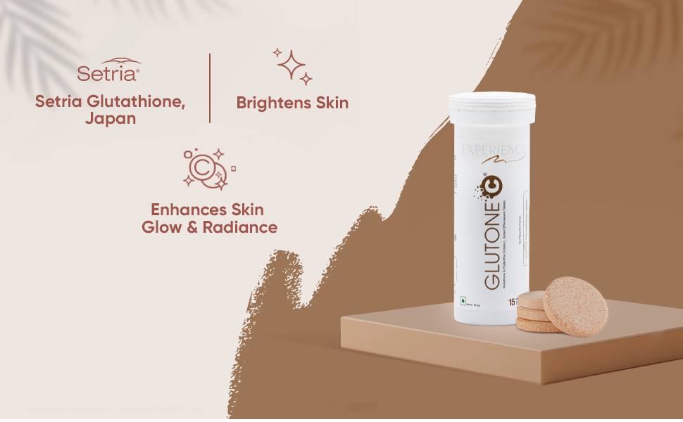 Glutone-C Daily Glow Effervescent Tablets | 500mg Setria L-Glutathione, Vitamin C from Amla Extract & Selenium | Refreshing Daily Glow Support Drink | Orange Flavour | 15 Tablets
