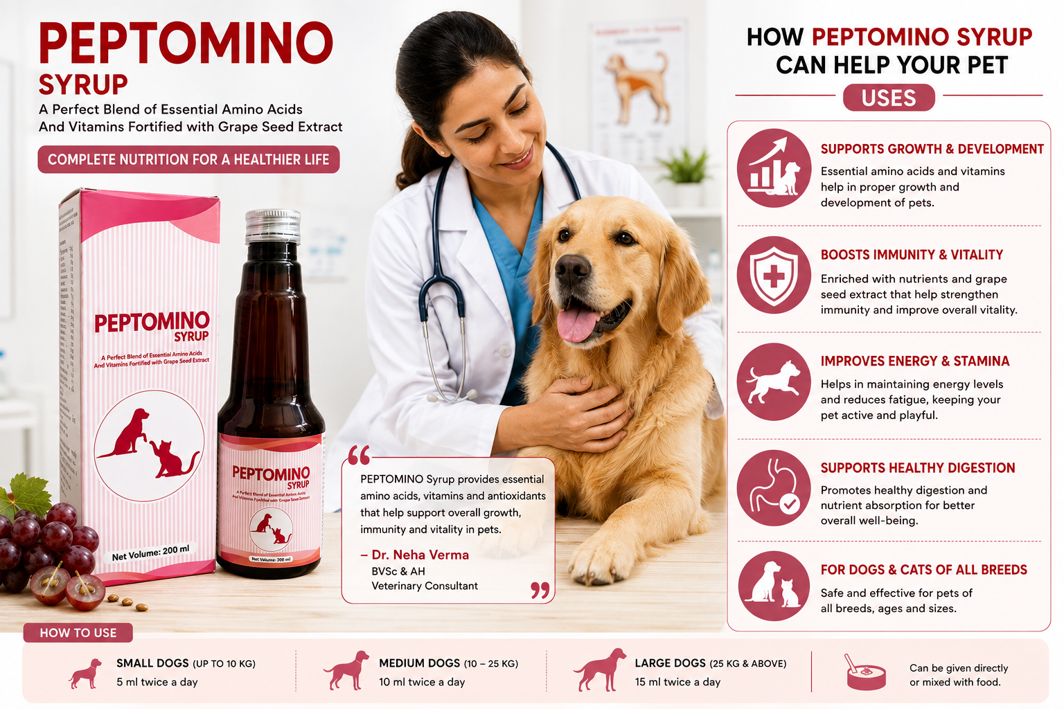 PEPTOMINO Syrup Amino Acids & Vitamins with Grape Seed Extract 200ml