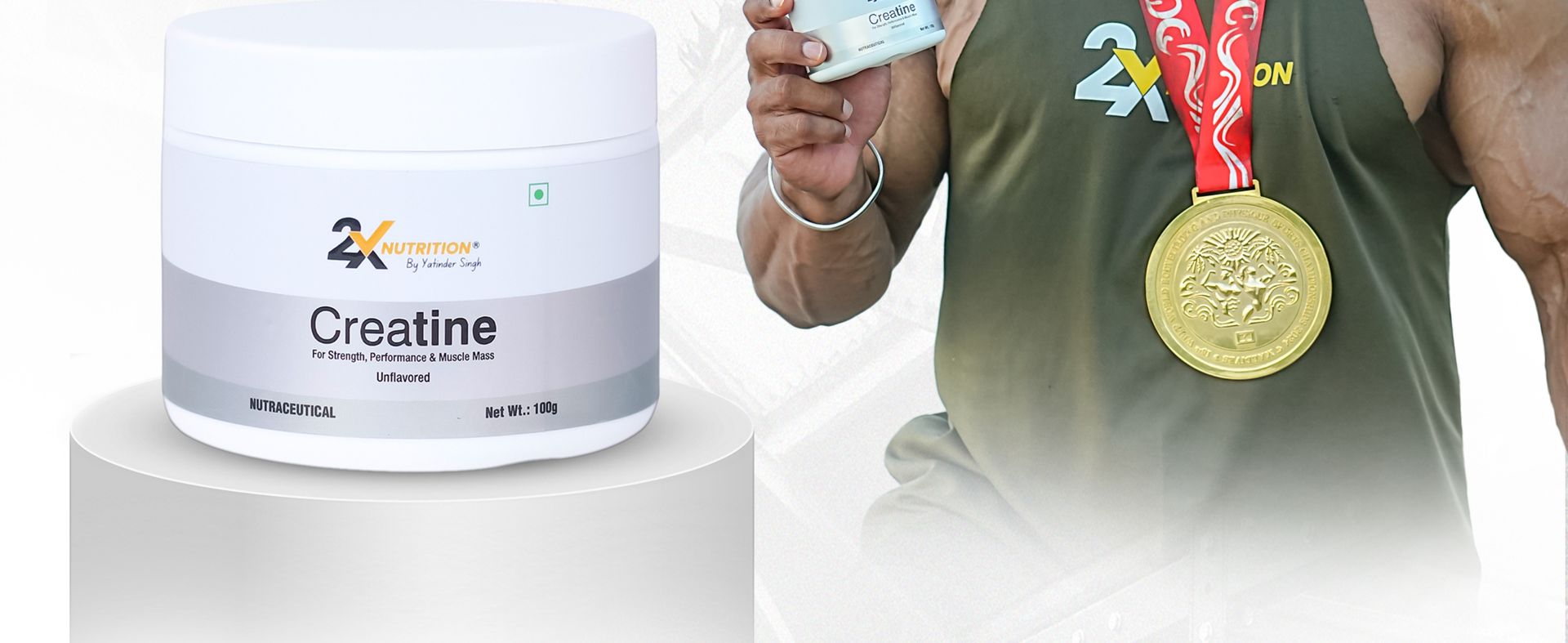2X Nutrition Premium Creatine Monohydrate Powder Each scoop (3g) | Improved Athletic Performance | Increased Muscle Mass | Faster Recovery 100% Pure Micronised (Unflavored 100g pack)