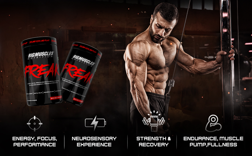 Bigmuscles Nutrition Freak Pre-Workout Sex on the Beach [30 Servings, Pack of 180g powder] & Bigmuscles Nutrition Real BCAA [50 Servings, Summer Bonanza]