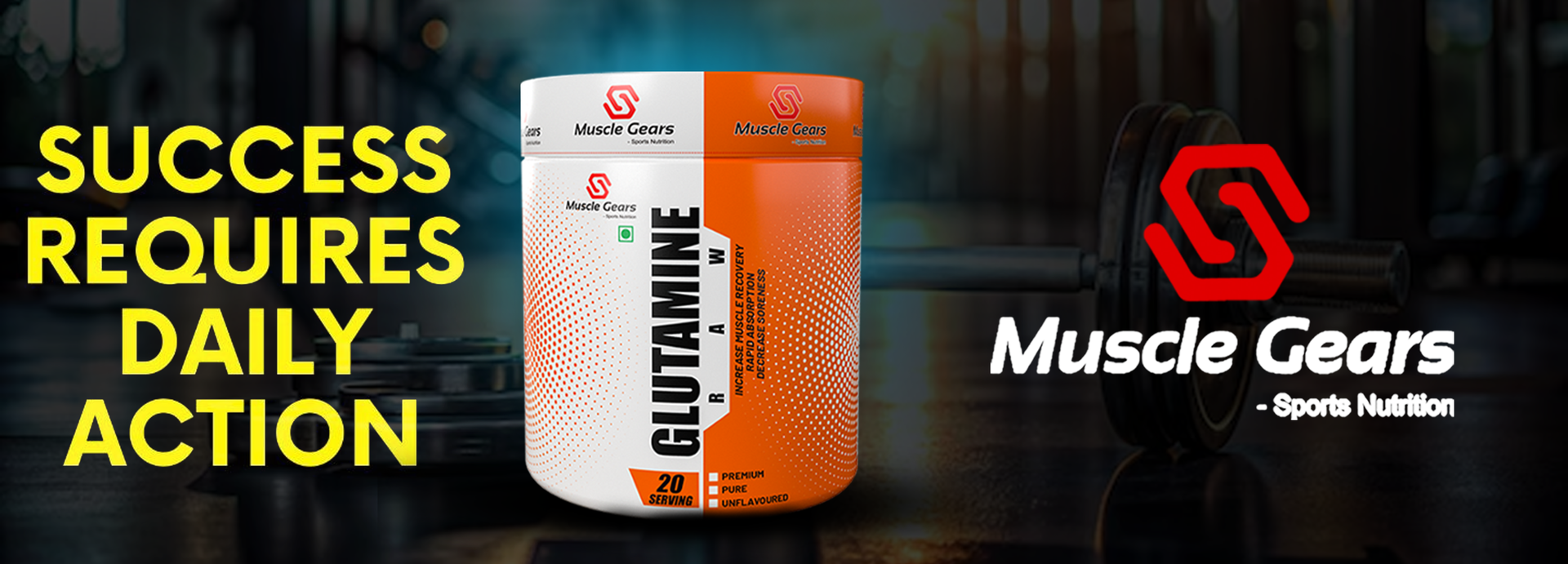 Muscle Gears L-Glutamine Powder 5000mg | Muscle Recovery & Lean Muscle Growth | Gut Health & Immune Support | Gluten Free | Fast Absorption | Unflavoured | 150g