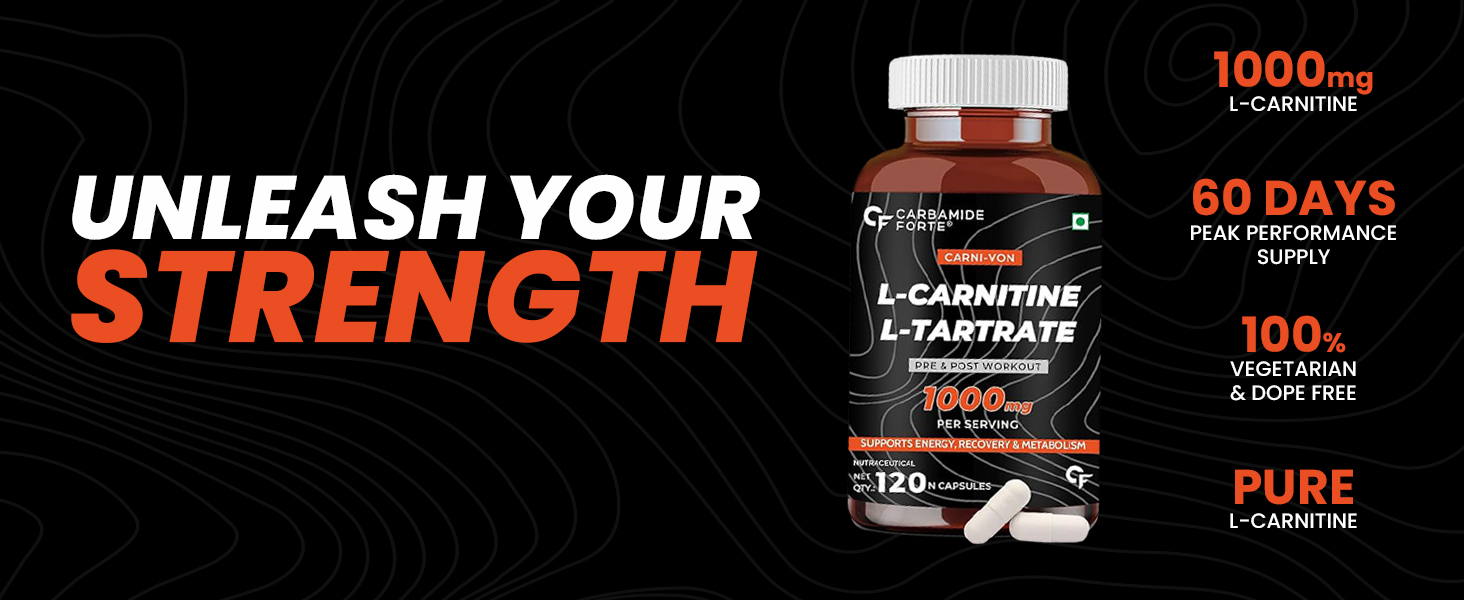 Carbamide Forte Carbamide Forte L Carnitine Supplement 1000mg Capsules for Men & Women | Pre Workout Supplement - 60 Veg Capsules (Pack of 3)