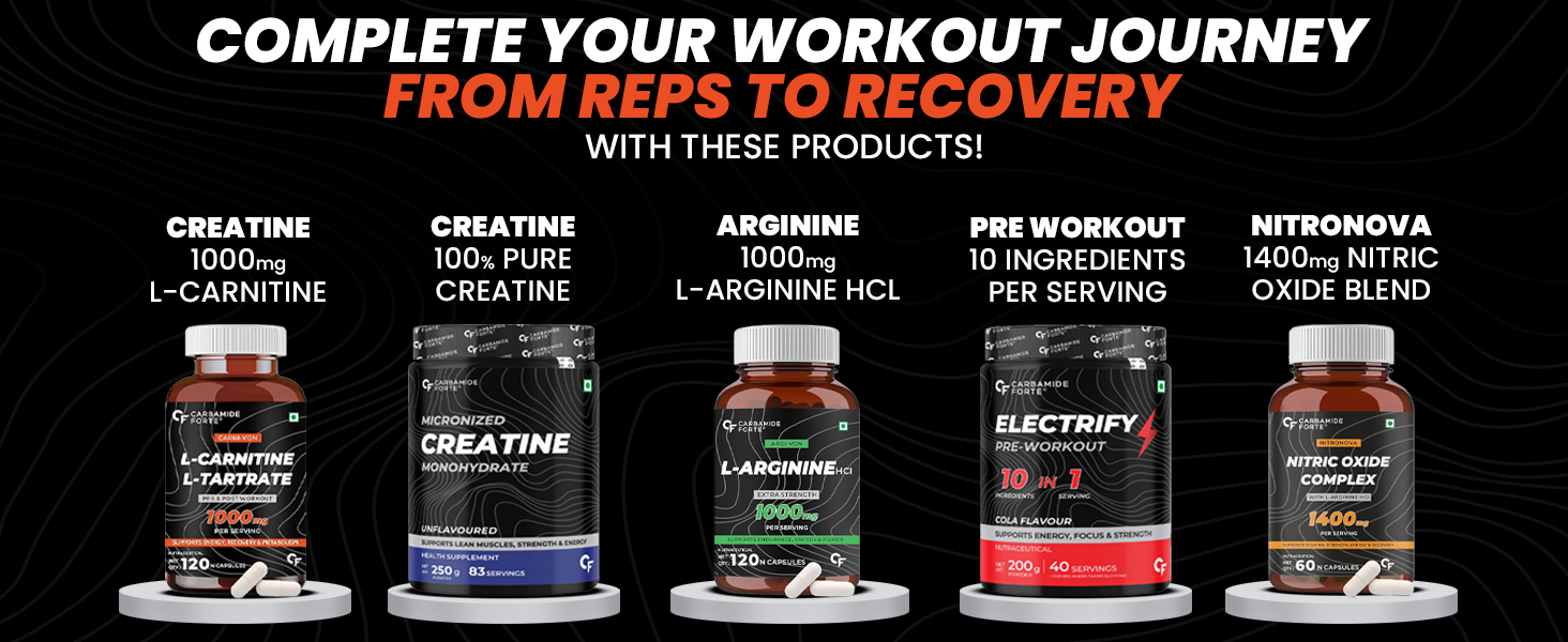 Carbamide Forte Carbamide Forte L Carnitine Supplement 1000mg Capsules for Men & Women | Pre Workout Supplement - 60 Veg Capsules (Pack of 3)