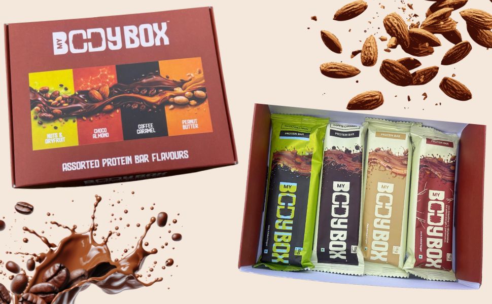 MyBodyBox Healthy Protein Bar | India's First Protein Bars with Creatine + L-Glutamine | 15g Whey Protein, Zero Added Sugar, Low Carb Energy Snack | Choco Almond Flavor
