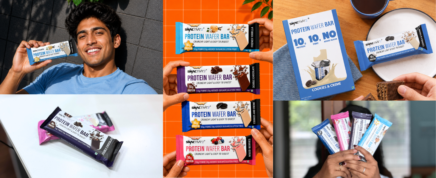 Snactivate India’s 1st Protein Wafer Bar - Double Chocolate & Mixed Berries (Pack of 12, 40g Each) | Real Whey 10g Protein, 10g Fibre & Zero Added Sugar | No Maida | Crunchy & Healthy Snack