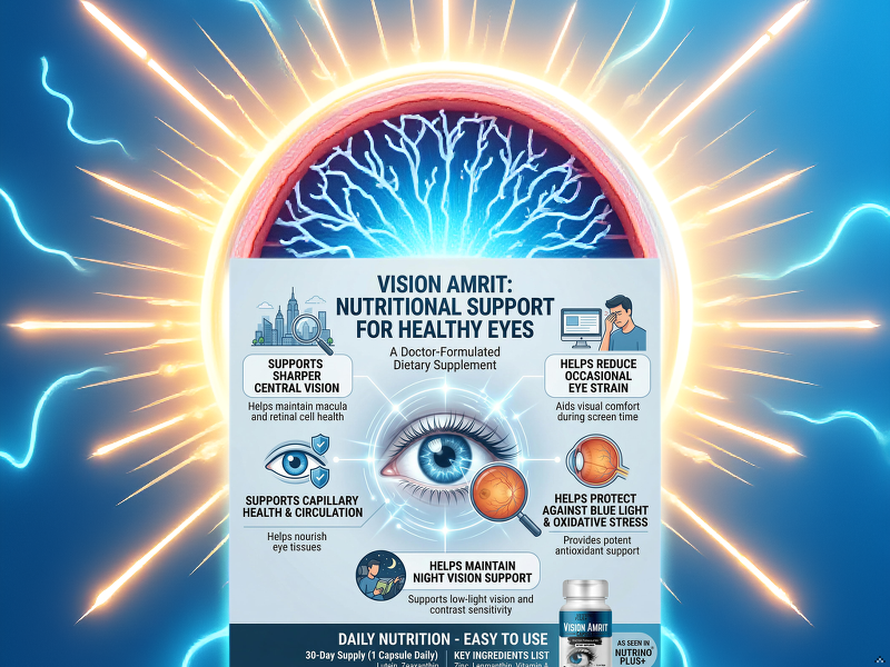 Vision Amrit Vision Support Capsules | Eye Supplement with Lutein, Zeaxanthin & Antioxidant Vitamins | Helps Support Eye Health & Digital Eye Comfort