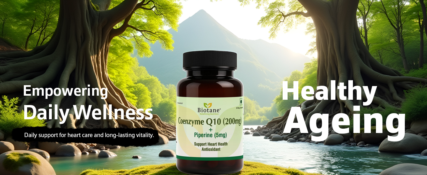 Biotane Coenzyme Q10 (CoQ10) 200 mg with Piperine 5mg | Vegetarian I Made in Technical Collaboration with Vitane Pharma USA I Support Heart Health & Cellular Wellness | For Men and Women I 30 Veg Capsules