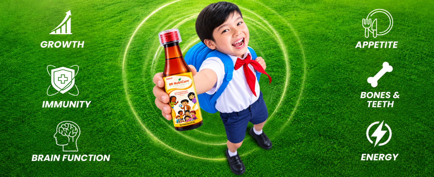 Kids Multivitamin Multimineral & L-Lysine Syrup 200ml | Daily Nutrition Supplement for Kids | Supports Growth, Immunity, Brain Development & Appetite | With Calcium, Zinc, Magnesium, Vitamin D3 & B-Complex | Orange Flavour - Pack of 1