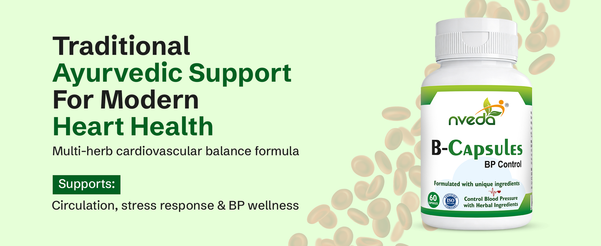 Nveda BP Support Capsules | Ayurvedic Formula for Healthy Blood Pressure Management | Heart & Circulation Support Supplement | 60 Capsules