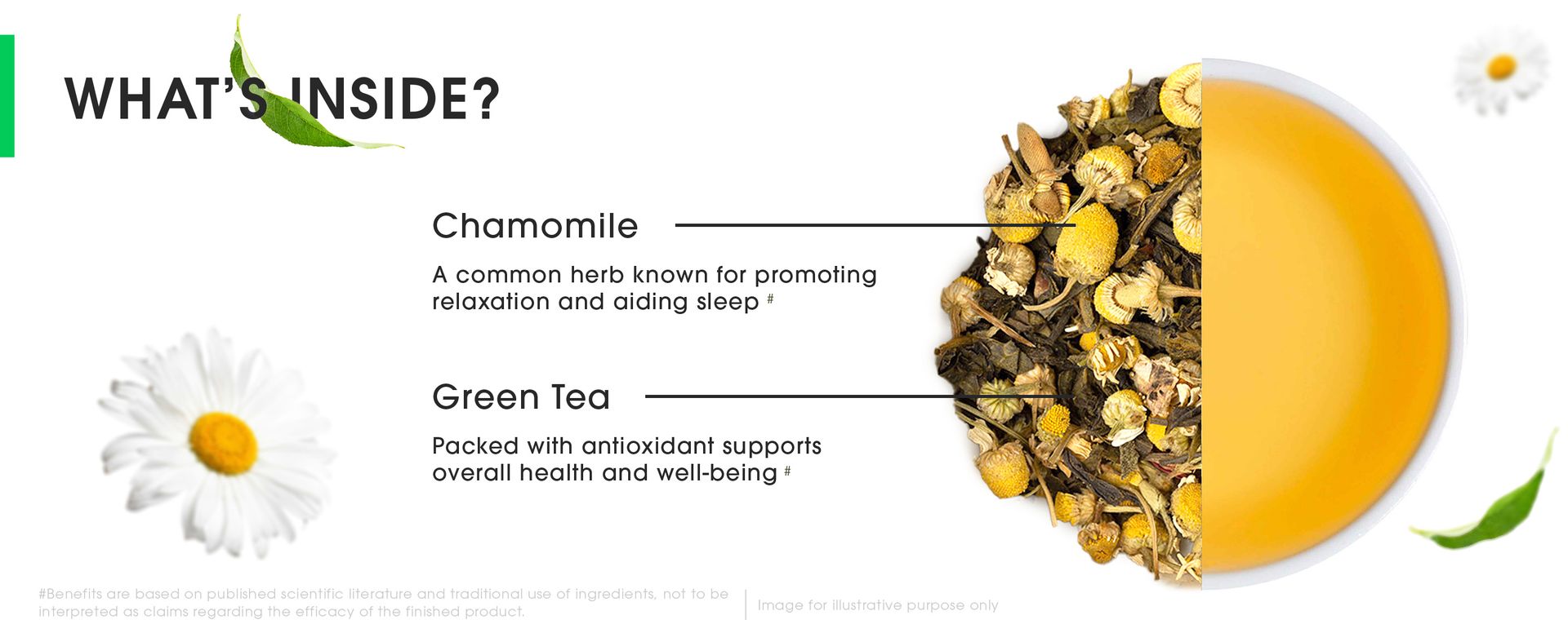 Teabox Chamomile Green Tea 50 Tea Bags | With Egyptian Chamomile Flowers & Whole Leaf Green Tea | Calming Blend for Relaxation & Sleep | Low Caffeine, Fresh & Aromatic (Pack of 2)