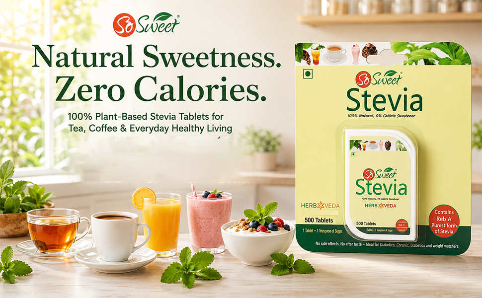 So Sweet Stevia Tablets Sugar Free Natural Sweetener Zero Calorie 1000 Tablets -Pack of 2 (500 Each)