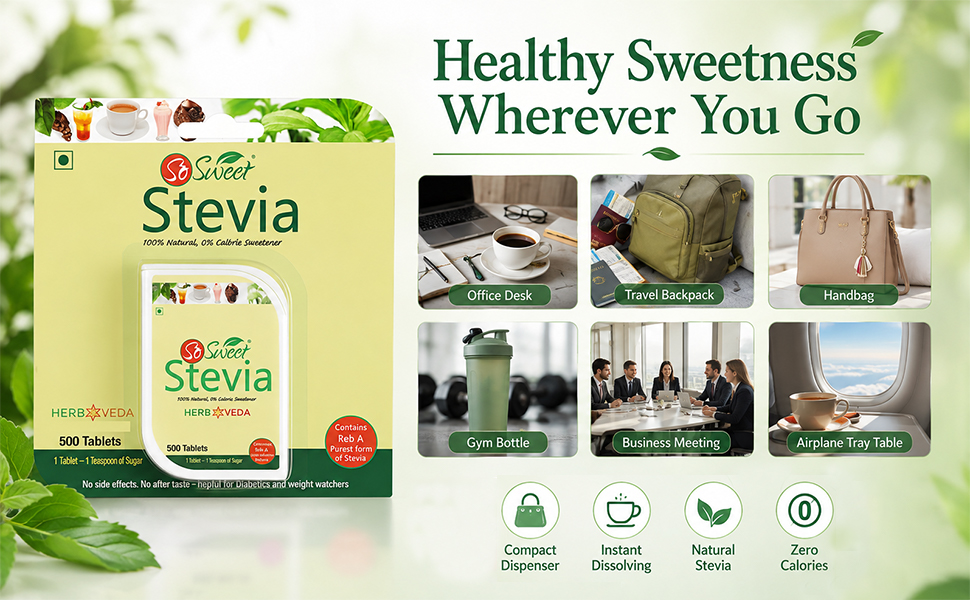 So Sweet Stevia Tablets Sugar Free Natural Sweetener Zero Calorie 1000 Tablets -Pack of 2 (500 Each)