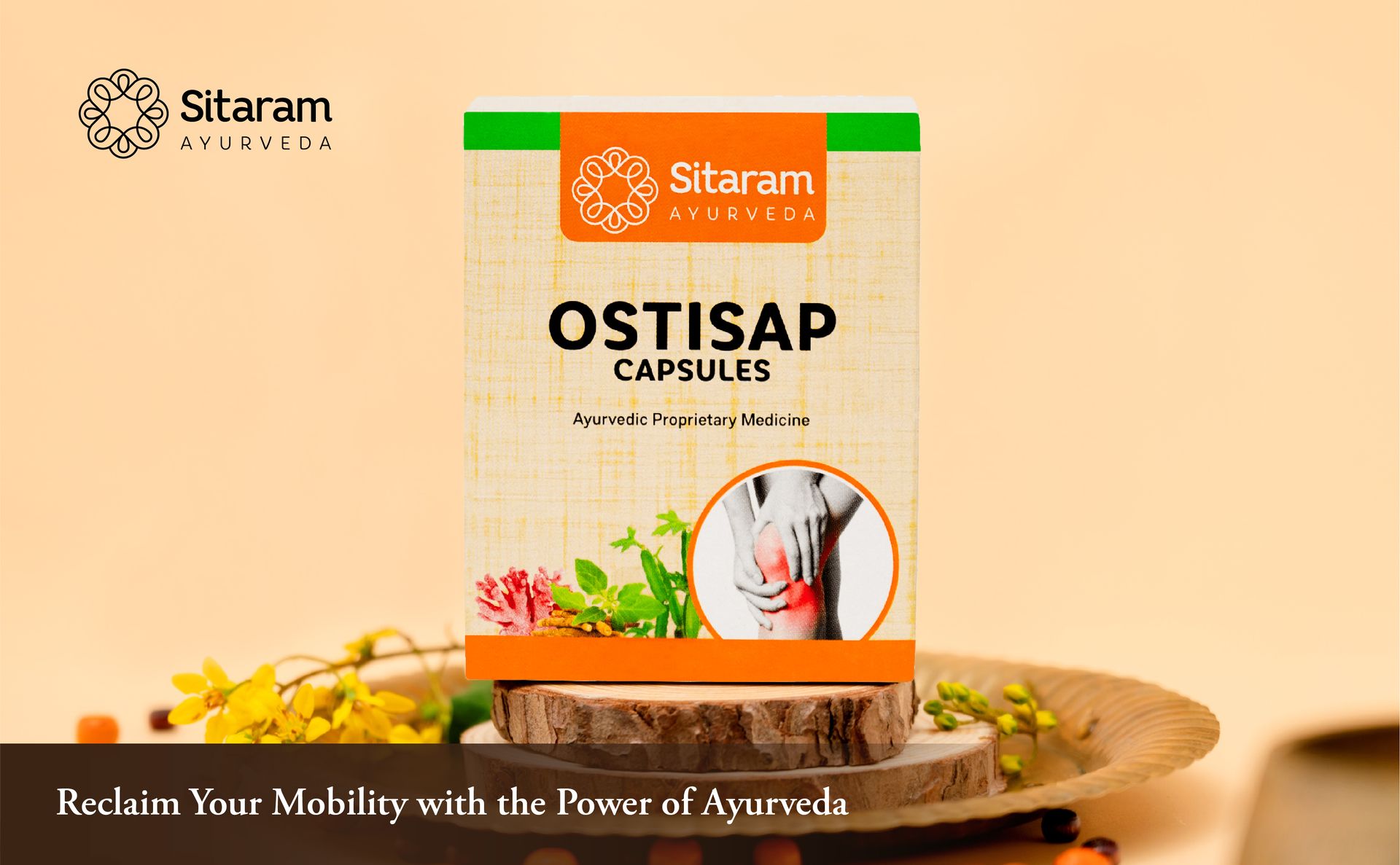 Sitaram Ayurveda Ostisap Tablets | Ayurvedic Bone Support Formula | Helps Strengthen Skeletal System, Joint Stability & Mobility | Natural Calcium Blend, Cissus & Ashwagandha | 60 Nos