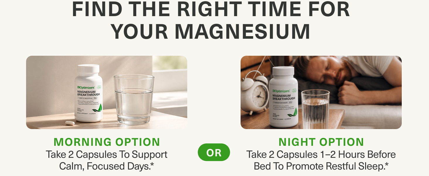 BIOptimizers Magnesium Breakthrough 500mg, 7 Forms of Magnesium 30 Capsules