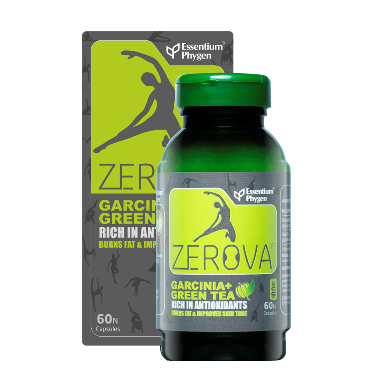 Zerova Garcinia & Green Tea Weight Loss Capsules 60 Count Natural Fat Burner with HCA & EGCG Supports Appetite Control, Metabolism, Energy & Healthy Skin Tone