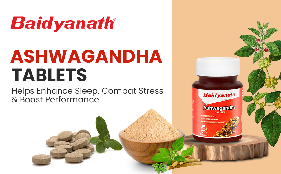 Baidyanath Ayurved Ashwagandha Tablets - 60Tab | for General Wellness Tablets (Pack of 2)