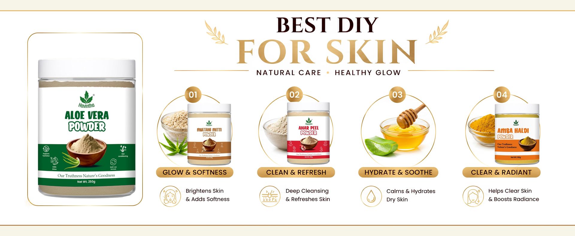 Havintha Natural Aloe Vera Powder 250g – 100% Organic Face Mask for Glowing Skin, Hydration & Soothing Care | Multi-Purpose for Skin & Hair