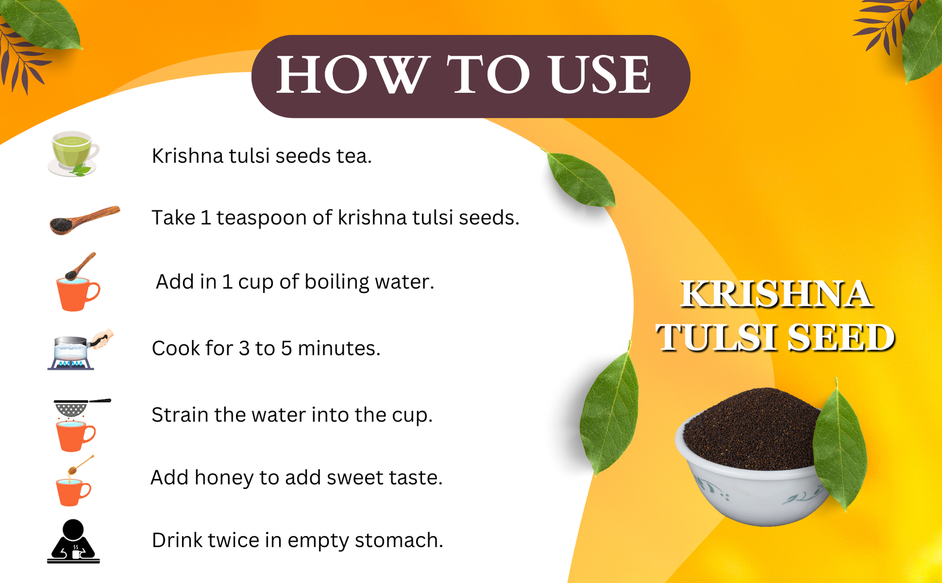 Brijbooti Krishna Tulsi Seeds For Eating (200 Gr) - Shyama Tulsi - Black Tulsi Seeds - Tulsi Seeds