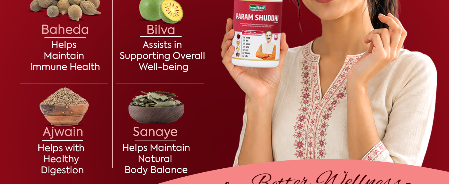 Jeena Sikho Param Shuddhi Powder | Ayurvedic Herbal Powder with Triphala, Bilva & Sanaye | Daily Herbal Blend for Natural Body Cleansing, Digestive Wellness & Metabolism Care, 80 g