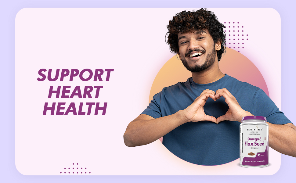 HealthyHey Flaxseed - Rich Source of Natural Omega 3-500 mg - Support Heart Health - 90 Softgels