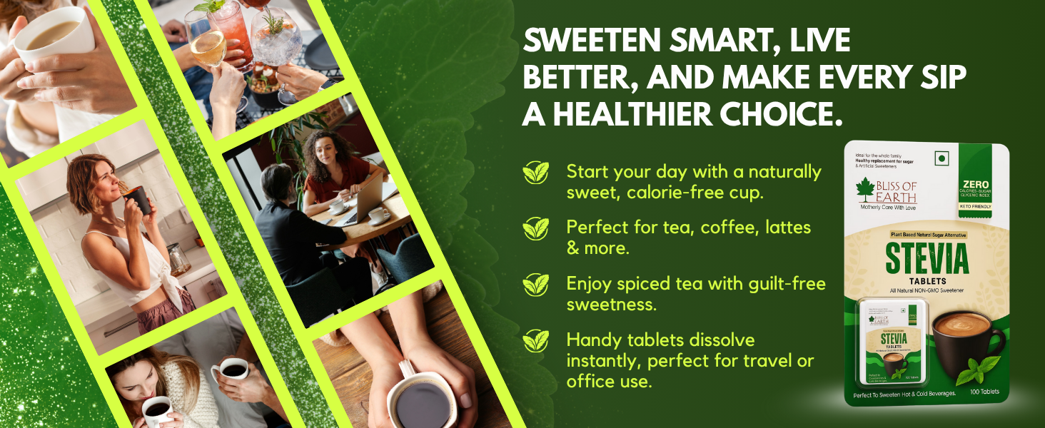 Bliss of Earth Stevia 500 Tablets Sugar free Pellets Zero Calorie Sweetener Diabetic and Keto Friendly Zero Calorie Keto Sweetener, Organic Quick Dissolve 99.8% REB-A Purity
