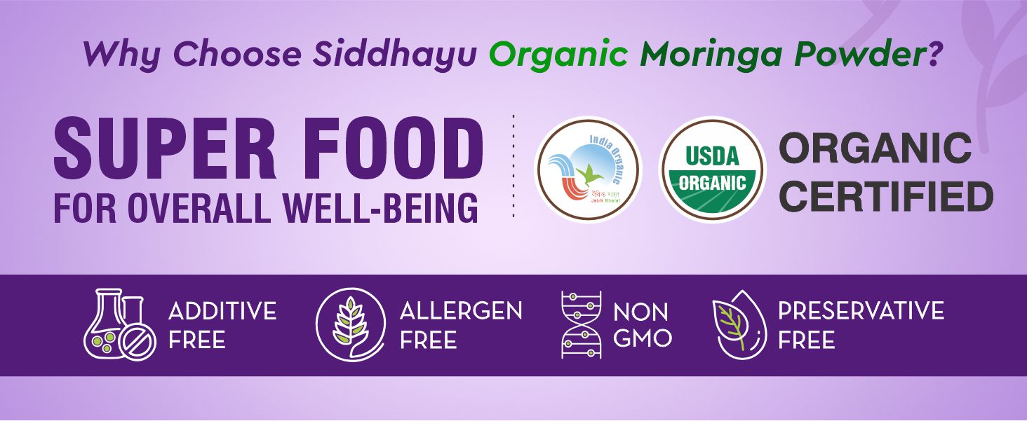 Baidyanath Asli Ayurved Organic Moringa Powder - 200gm | USDA Certified Moringa Oleifera | Natural Drumstick Leaves Powder for Immunity, Energy & Digestion Support