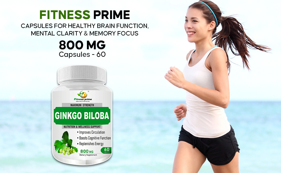 Ginkgo Biloba 800mg Capsules | Herbal Ginkgo Leaf Extract Supplement for Memory, Focus, Concentration & Cognitive Wellness | Antioxidant Support | 60 Vegetarian Capsules