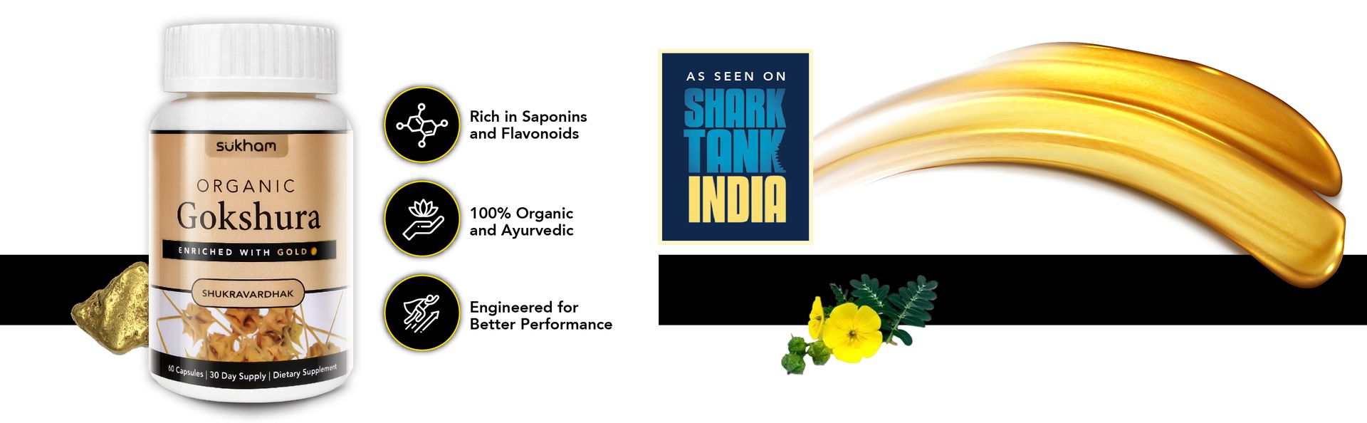 Gokshura/Tribulus Capsules | Processed using TTT-120 | 500 mg - 60 Capsules | Benefits include Better Strength, Stamina & Recovery | Ideal for Gym and Athletes