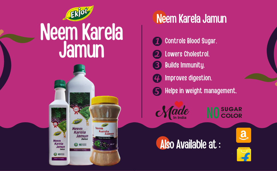 Herbals Neem Karela Jamun Powder | Maintaining Blood Sugar Levels | 100% Natural - No Added Sugar (200gm)