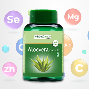 Harc Herbal Canada Aloe Vera Capsule (Pack of 60 Veg Capsules x 2) (Pack of 2)
