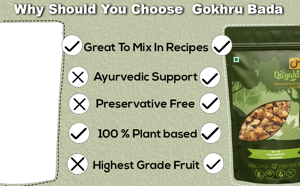 DAYAKISHAN Gokhru Bada 250g - Sabut Gokhru Whole, Gokshura Big, Gokharu Bada, Raw Pedalium Murex | Large Caltrops, Palleru Kayalu, Nerunjil, Sorted and Cleaned, Gokshura Raw Herb